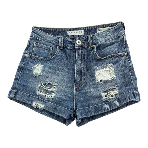 Bullhead Pants - Bullhead Jean Shorts Size 5 Mom Short High Rise Distressed Rolled Cuff Ripped